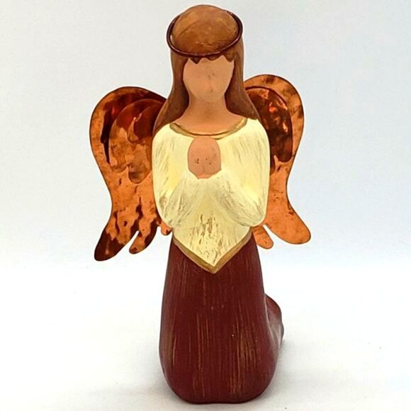 Gentle Souls Handcrafted 2006 The Blessing Copper Winged Angel Figurine - Picture 7 of 10